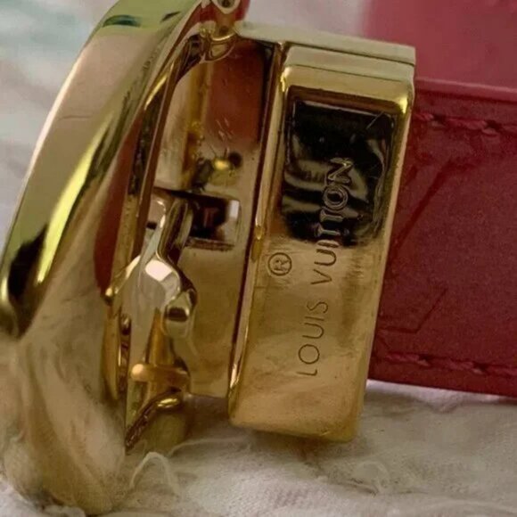 READ DESCR Louis Vuitton Red Monogram Belt w/ Dust Bag Size 36 USED WORN OUT! - Picture 4 of 11